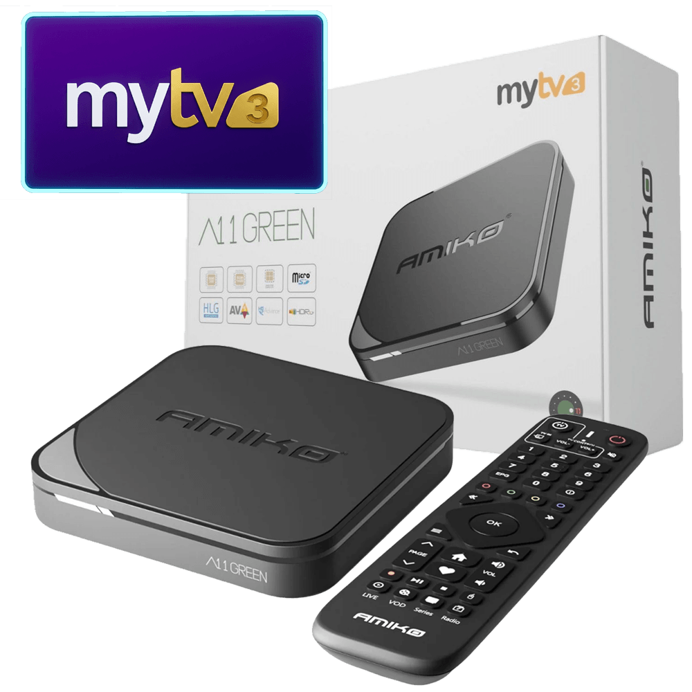 Amiko A11 Green+ (plus) BT - MYTV 3 - Android 11 OTT media player - 16GB ROM & 2GB DDR3 RAM