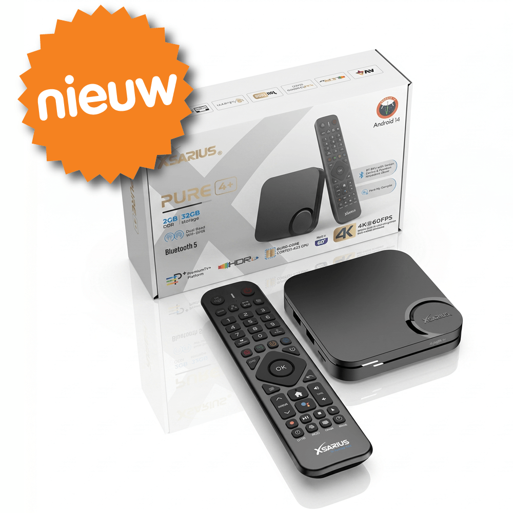 Xsarius Pure 4+ Plus 4K Android IPTV Box – BT remote